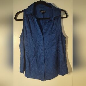 Bebe Women's Textured Blue Button Down Shirt Size S #574